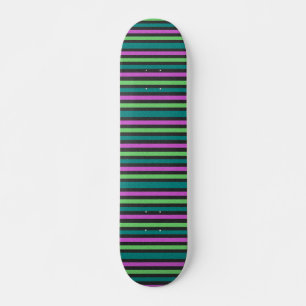 Teal, Lime Green, Hot Pink Glitter Striped STaylor Skateboard Deck