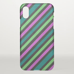 Teal, Lime Green, Hot Pink Glitter Striped STaylor iPhone X Case