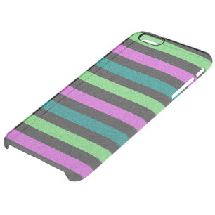 Teal, Lime Green, Hot Pink Glitter Striped STaylor Clear iPhone 6 Plus Case