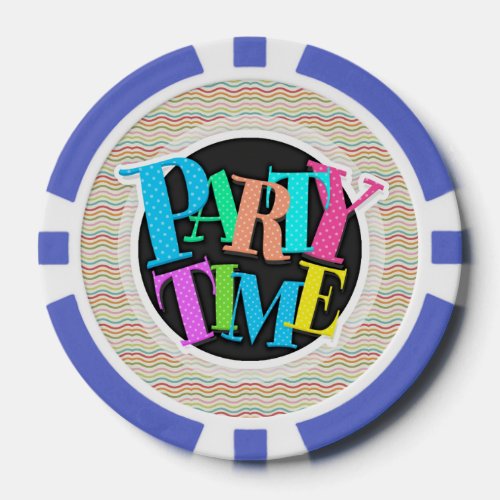 Teal Lime Green Red Pink Orange Wavy Lines Poker Chips