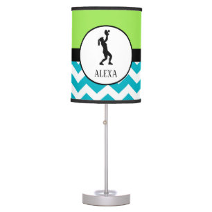 Teal Lime Green Softball Silhouette Lamp