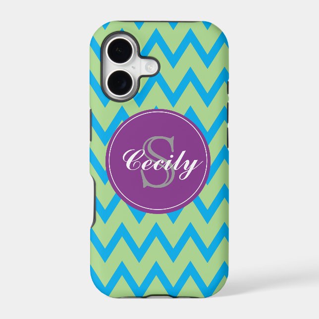 Teal, Lime, Purple Chevron Monogram iPhone5 case (Back)