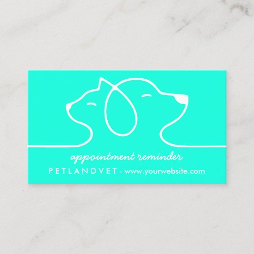 Teal Line Logo Cat Dog Pet Appointment Business Card