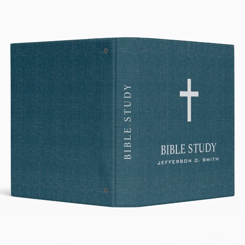 Teal Linen Look Holy cross  BIBLE STUDY 3 Ring Binder