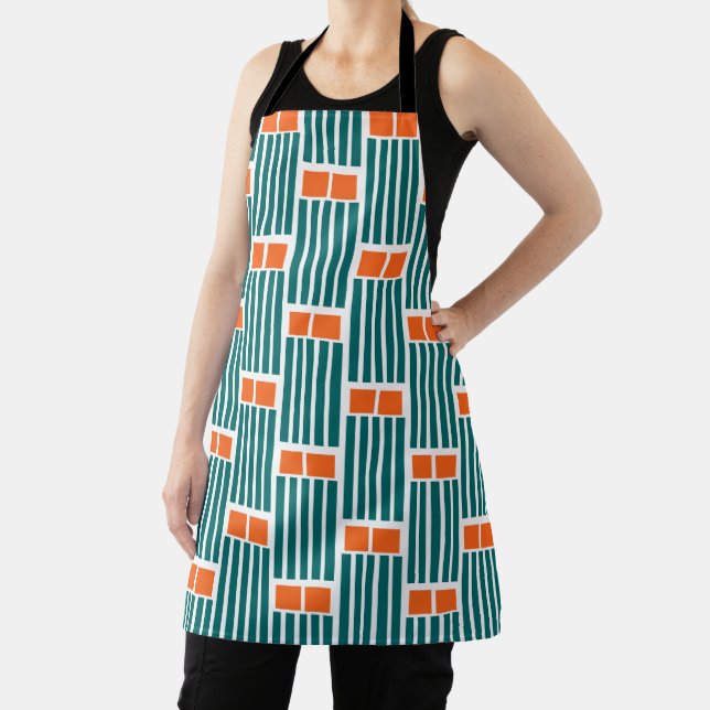 Teal Lines and Boxes  Apron (Insitu)