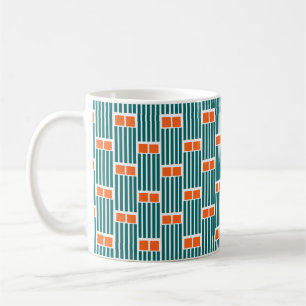 Teal Lines and Boxes Coffee Mug