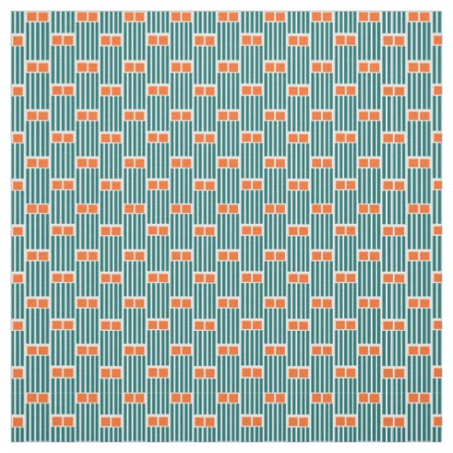 Teal Lines and Boxes  Fabric
