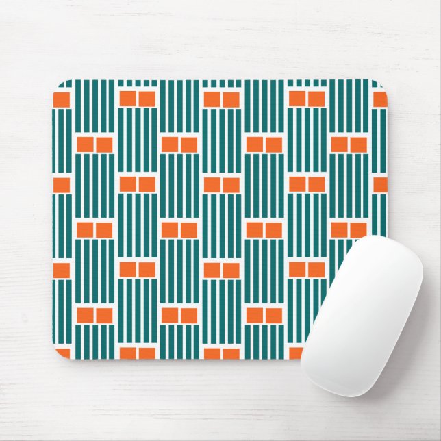 Teal Lines and Boxes  Mouse Pad (With Mouse)
