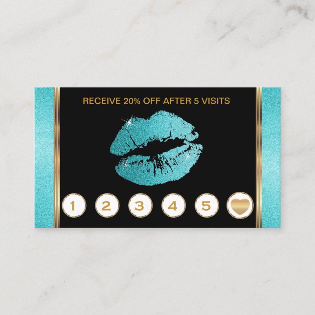 Teal Lips on Black & Gold Marble Loyalty (Front)