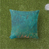 Teal Liquid Color Flow Pillow 16x16 (Grass)
