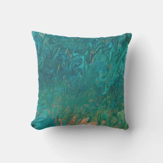 Teal Liquid Color Flow Pillow 16x16