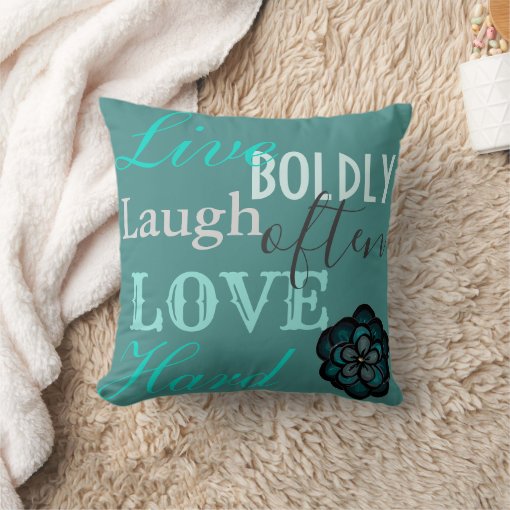 Teal 'Live, Laugh, Love' Decorative Throw Pillow Zazzle
