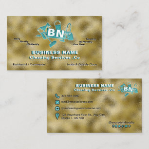 Teal Logo Cleaning Services Elegant Professional Business Card