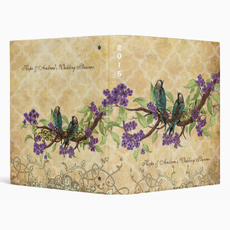 Teal Love Bird Purple Cherry Blossom Binder