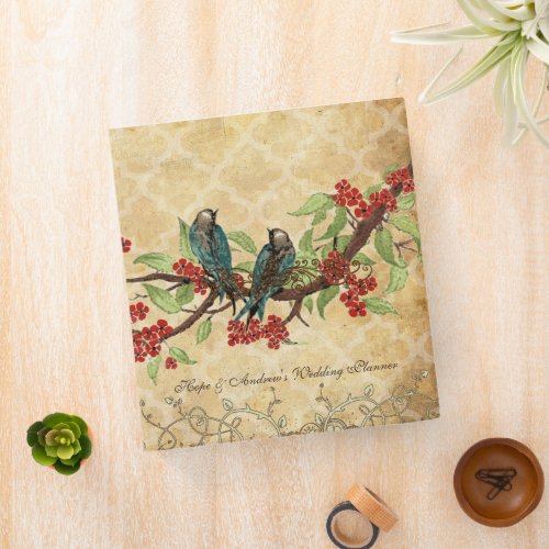 Teal Love Bird Red Cherry Blossom Binder