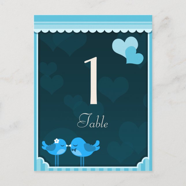 Teal Love Birds Table Cards set 1 (Front)