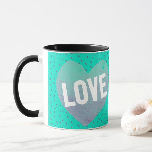 Teal Love Heart Mug (With Donut)