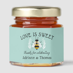 Teal Love is Sweet Honey Bee Favor Jar Honey Jar Favors