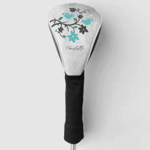 Teal Lovebirds Golf Head Cover