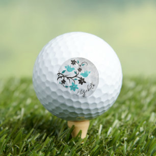 Teal Lovebirds Personalized Golf Balls