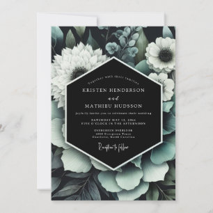 Teal Lush Anemone Wedding Invitation