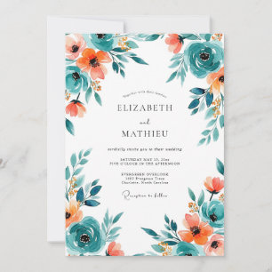 Teal Lush Spring Wedding Invitation