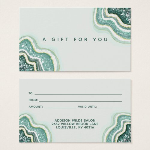 Teal Luxe Chic Glitter Agate Geode Gift Card