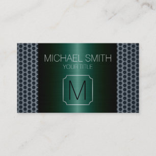 Teal Luxury Stainless Metal Monogram Business Card