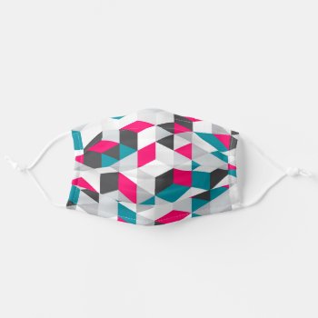 Teal  Magenta And Black Geometric Abstract Pattern Adult Cloth Face Mask by KeikoPrints at Zazzle