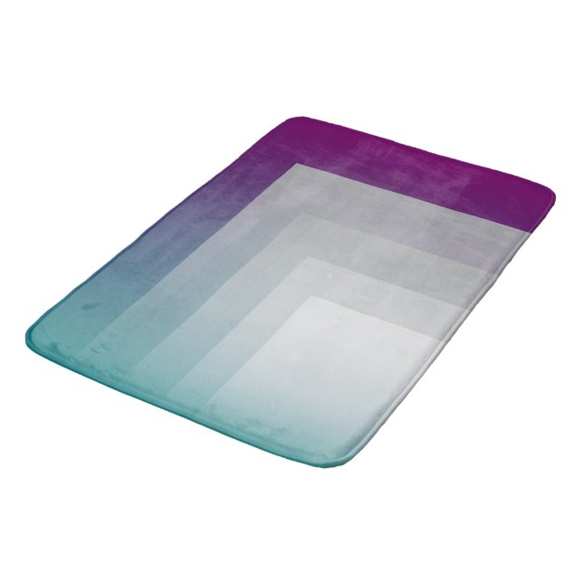 Teal magenta gray bath mat (Angled)