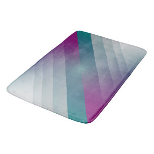 Teal magenta gray triangles bath mat