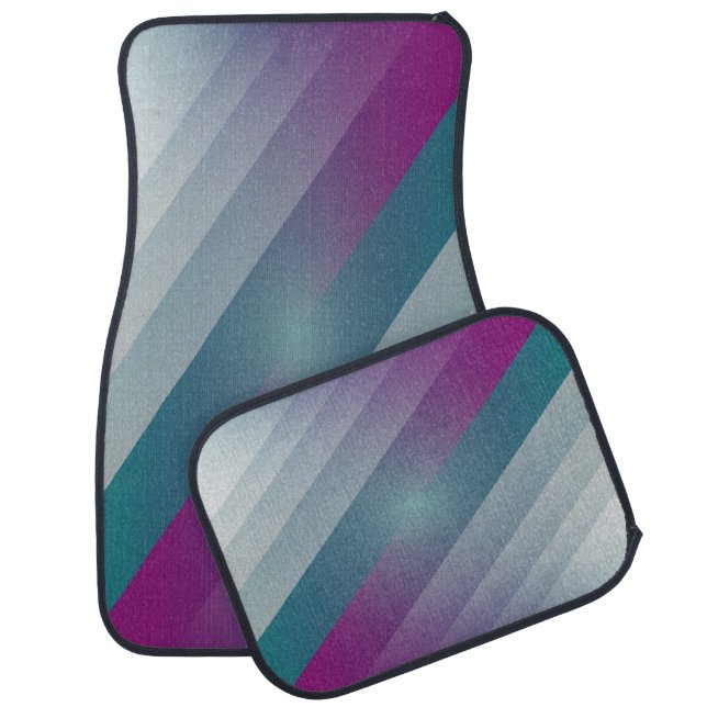 Teal magenta gray triangles car floor mat (Set)