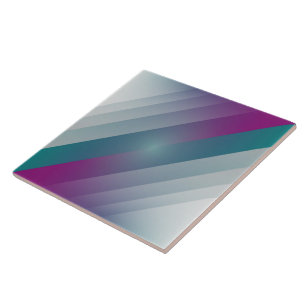 Teal magenta gray triangles ceramic tile