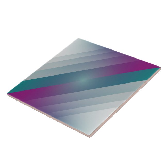 Teal magenta gray triangles ceramic tile (Side)