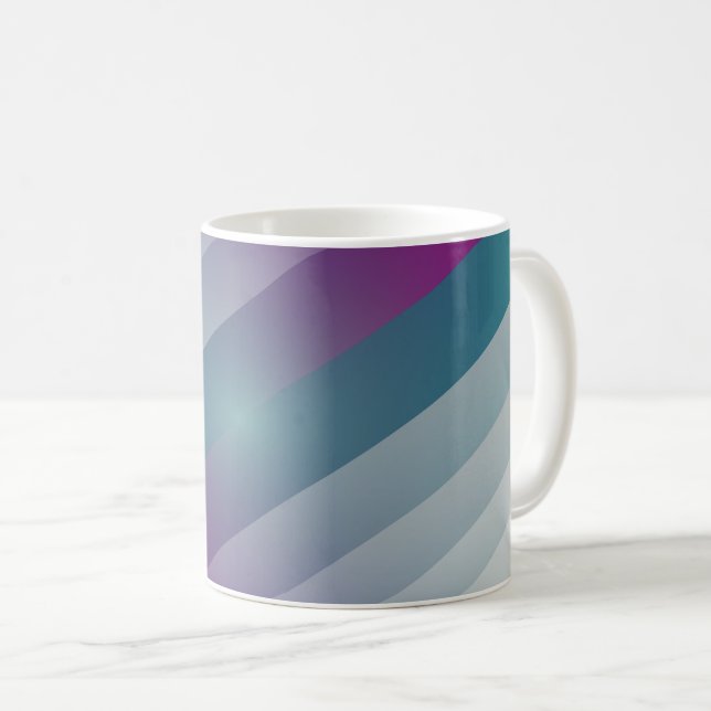 Teal magenta gray triangles coffee mug (Front Right)