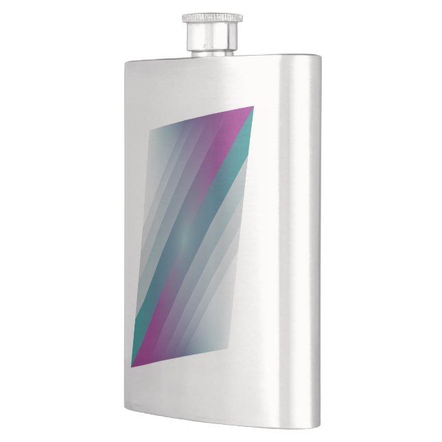 Teal magenta gray triangles flask (Left)