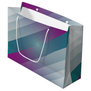 Teal magenta gray triangles large gift bag