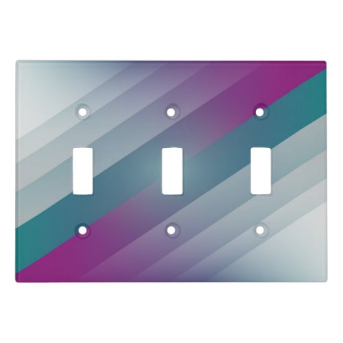 Teal magenta gray triangles light switch cover