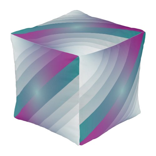 Teal magenta gray triangles pouf