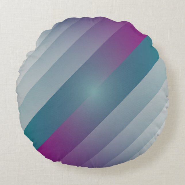 Teal magenta gray triangles round pillow (Front)