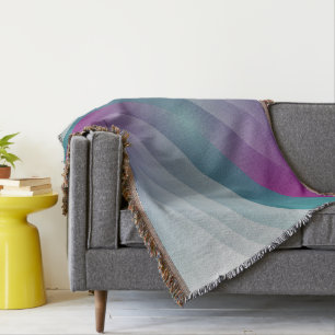 Teal magenta gray triangles throw blanket