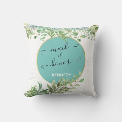 Teal Maid of Honor Fab Outdoor Pillow