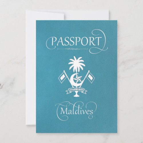 Teal Maldives Passport Save the Date Card