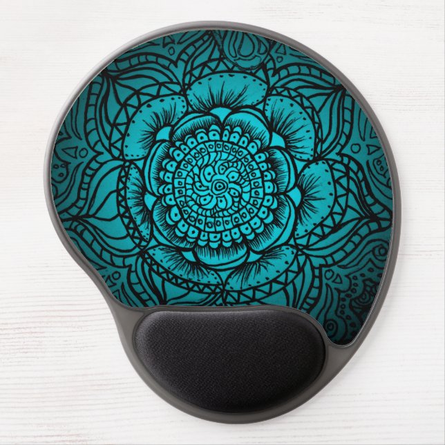 Teal Mandala Gel Mousepad (Front)