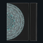 Teal Mandala iPad Case<br><div class="desc">Mandalas are beautiful and intricate artforms. This unique teal and white design on a black background was created using an iPad, so it is fitting to put it on an iPad case. Perhaps you can draw inspiration from this digital drawing.</div>