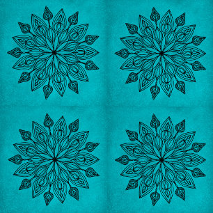 Teal Mandala Tile Sacred Geometry Nature Design