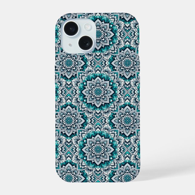 Teal mandalas pattern iphone case (Back)