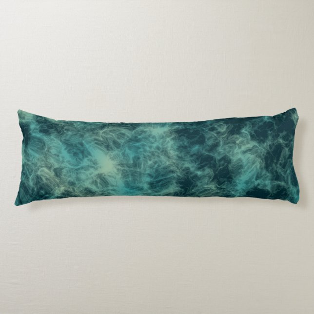 Teal Marble Abstract Body Pillow (Front)