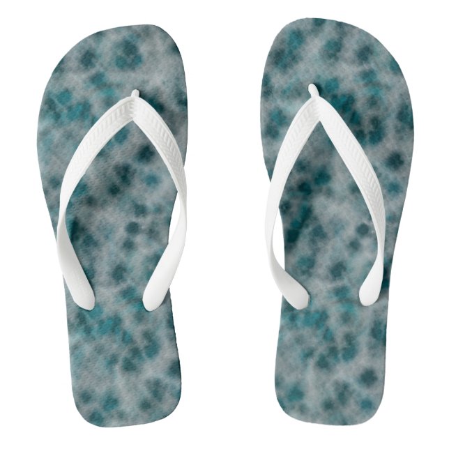 teal Marble Abstract Flip Flops (Footbed)