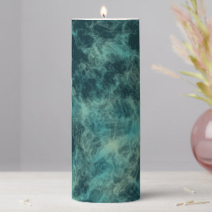 Teal Marble Abstract Pillar Candle